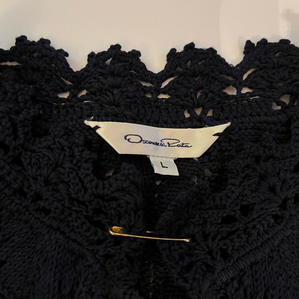 Oscar de la Renta Black Crochet Top